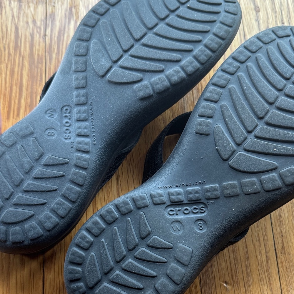 CROCS Black Sequin Thong Sandals - Picture 2 of 6